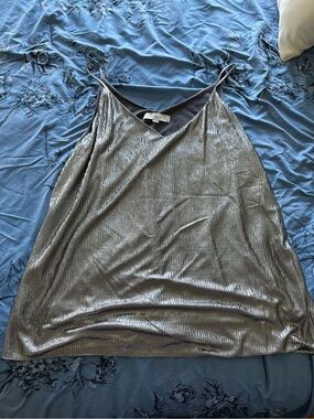 Loft Metallic Silver V-Neck Camisole Top